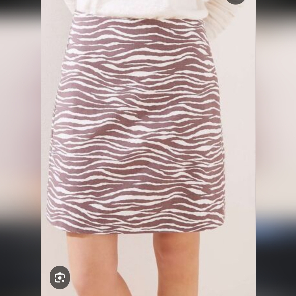 LOFT Petite Zebra Print Brown and White Skirt